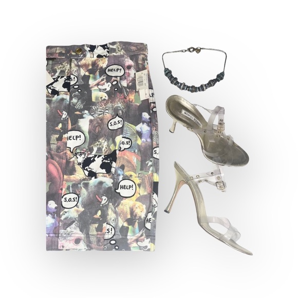 Manolo Blahnik 𖦹 Clear PVC Vinyl Ankle Strap Stiletto Heels Sandals 𖦹 Gold 𖦹 - Picture 14 of 16